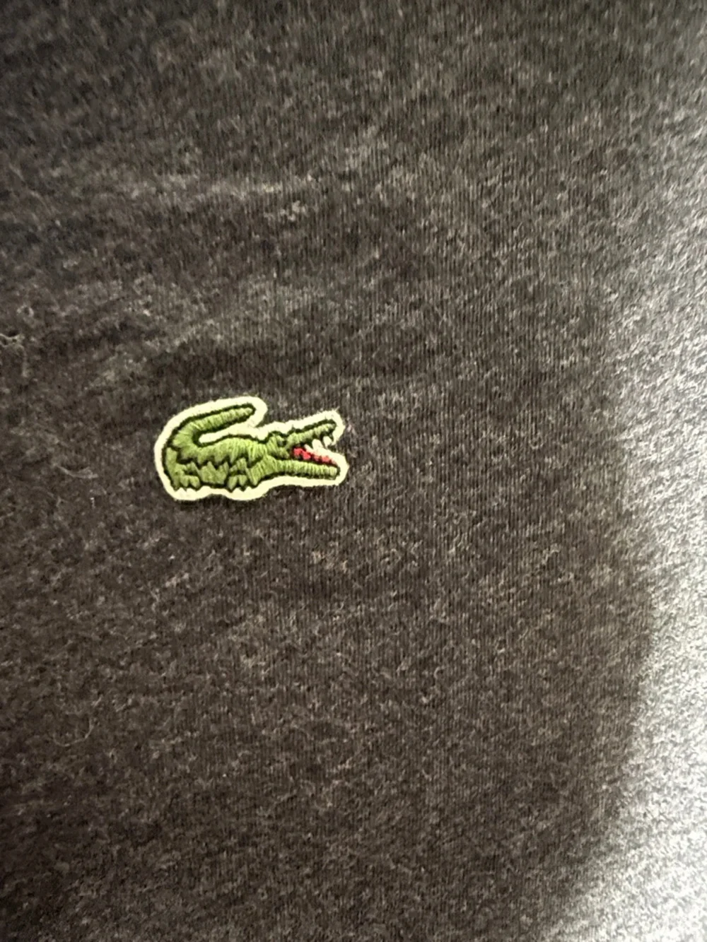 Lacoste Men's Short Sleeve Crew Tee - Charcoal with Green Crocodile - Picture 3 of 4